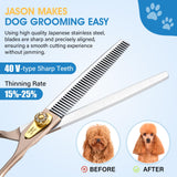 1 x RAW Customer Returns JASON professional grooming scissors for dogs - 40 teeth thinning scissors made of Japanese 440C stainless steel 7 inch dog scissors with ergonomic handle, rose gold - RRP €36.99