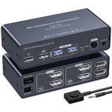 1 x RAW Customer Returns VEDINDUST 2 DisplayPort KVM Switch 2 PC 2 Monitors 4K120HZ 8K60HZ Aluminum DP 1.4 KVM Switch Dual Monitor Sharing 4 USB Devices USB C does not support video transmission  - RRP €109.99