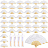 1 x RAW Customer Returns 50 Pieces Wedding Fans with 50 Pieces Organza Bags White Foldable Paper Fans Bamboo Hand Fans Vintage Pocket Fans for DIY Bridal Dancing Props Party Favors - RRP €51.99