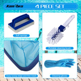 5 x Brand New Pool cleaning set, pool net set with sponge brush, cleaning brush and gloves, pool net bottom net, leaf net pool for swimming pool, aquarium, pond - RRP €103.45