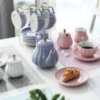 1 x RAW Customer Returns Sweejar Home Porcelain Tea Set with Cups and Saucers Royal Family Design 225ml White - RRP €92.99