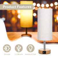 1 x RAW Customer Returns Neoglint bedside lamp set of 2, 3000K warm white, USB A C connection, bedside lamp touch dimmable, linen lampshade, E27 bulb, suitable for bedroom and living room - RRP €47.6