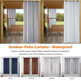 1 x Brand New ele ELEOPTION Outdoor Curtain Waterproof, Opaque Curtain Windproof UV Protection Sun Protection Curtains for Balcony Garden Yard 4 Pieces 137 X 244cm, White  - RRP €48.99