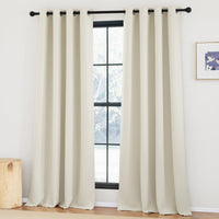 1 x RAW Customer Returns KGORGE blackout curtains, beige curtains, opaque set of 2, 245 x 140 cm H x W , heat-insulating curtains with eyelets, thermal curtain, heat protection, black out curtains for living room, light beige - RRP €32.72