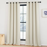 1 x RAW Customer Returns KGORGE blackout curtains, beige curtains, opaque set of 2, 245 x 140 cm H x W , heat-insulating curtains with eyelets, thermal curtain, heat protection, black out curtains for living room, light beige - RRP €32.72