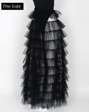 1 x RAW Customer Returns keland Cocktail Maxi Long Gothic Lolita Detachable Tulle Petticoat Skirt Victorian Tiered Puffy Tutu Overskirt Black, X-Large  - RRP €34.27