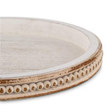 1 x RAW Customer Returns Romadedi wooden tray round decorative tray vintage white shabby wooden serving tray candle tray decorative tray decorative plate for candles kitchen table centerpiece decoration - RRP €20.16