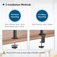 1 x RAW Customer Returns BONTEC monitor arm for PC screens from 13 - 32 inches, double monitor arm height adjustable with 2 installation methods, rotatable tilt rotatable, VESA 75 100 mm, black, max. load 10 kg - RRP €32.08