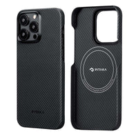 1 x RAW Customer Returns pitaka Case for iPhone 15 Pro Made of Aviation Grade Aramid Fiber Compatible with Magsafe Ultra Thin Phone Case Magnetic Protective Case with Camera Protection MagEZ Case 4 Black Gray - RRP €70.58