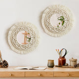 2 x Brand New Nice Dream Set of 2 Handmade Macrame Wall Mirrors for Hanging, Wall Decoration Mirror with Round Fringes for Apartment, Living Room, Bedroom - RRP €39.52