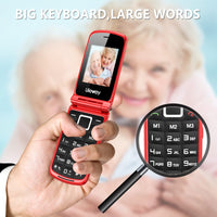 1 x RAW Customer Returns CHAKEYAKE Senior mobile phone without contract, folding mobile phone with  buttons, GSM button mobile phone senior telephone with 2.4 inch dual  display, SOS emergency call button for seniors, torch, speed dial  - RRP €39.99