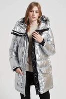 1 x RAW Customer Returns Giolshon Women s Puffer Jacket Padded Lightweight Bubble Hood Coat Warmth Outerwear 20070 Silver XL - RRP €68.84