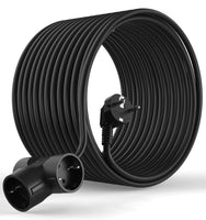 1 x RAW Customer Returns MutecPower 20 meter Schuko extension cable with 3-way sockets - 90 angled EU Schuko safety plug and safety couplings - up to 250V 50Hz 16A IP20-20m Black - RRP €39.29