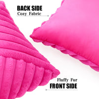 1 x RAW Customer Returns JOTOM Set of 2 Faux Fur Plush Pillow Cases, Decorative Soft Striped Fuzzy Pillowcase Cushion Covers Sofa Cushions Throw Pillows Decorative Pillowcase for Living Room Bedroom Decoration 50x50cm, Hot Pink  - RRP €20.16