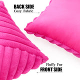 1 x RAW Customer Returns JOTOM Set of 2 Faux Fur Plush Pillow Cases, Decorative Soft Striped Fuzzy Pillowcase Cushion Covers Sofa Cushions Throw Pillows Decorative Pillowcase for Living Room Bedroom Decoration 50x50cm, Hot Pink  - RRP €20.16