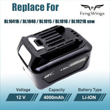 1 x RAW Customer Returns FengWings BL1041B 4.0Ah Battery with DC10WD Charger, Compatible with Makita 12V CXT Battery BL1021B BL1040B BL1020B BL1015 BL1016, DF031D DF0331D TD110D JR103D, DC10SB DC10WC - RRP €43.69