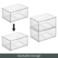 1 x RAW Customer Returns mDesign wide storage box with drawer sturdy plastic drawer box for the wardrobe stackable box for shoes, accessories and more transparent - RRP €27.99