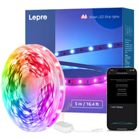 1 x RAW Customer Returns Lepro AI LED Strip S1, MagicColor, 5M Smart LED Strip, LED Fairy Lights with Music Sync, App Compatible with Alexa Google Assistant, LED Strip for Room, TV Party Gaming, AI Light Effect Design - RRP €25.49