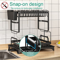 1 x RAW Customer Returns Solerconm Dish Drainer 2 Tier Durable Stainless Steel Dish Rack Large Capacity with Drip Tray Utensil Holder Cutting Board for Counter or Kitchen Sink Black  - RRP €20.4