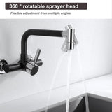 1 x RAW Customer Returns Tondiy kitchen faucet wall mounting with 2 jet types, kitchen faucet wall fitting with 360 rotation, mixer tap wall single lever mixer, standing or hanging spout, black - RRP €59.53