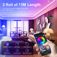 1 x RAW Customer Returns PSTAR LED Strip 30M, Bluetooth Music Sync, with App Control and Remote Control, 16 Million Colors Music Mode Timer Setting, Self-Adhesive LED Light Strip, for Closet Decoration, Kitchen, Party, Home - RRP €19.99