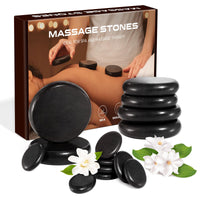 2 x RAW Customer Returns Hot Stones Massage Set, 14 pieces of stones massage stones made of basalt hot stones suitable for spa, massage therapy, relaxation - RRP €46.36