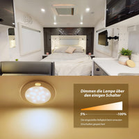 1 x RAW Customer Returns Dream lighting set of 4 12v LED lamp dimmable motorhome caravan boat interior ceiling lamp flat with memory function IP44 7.6CM warm white - RRP €49.86