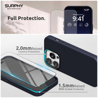 1 x RAW Customer Returns SURPHY Case for iPhone 14 Pro Max Leather Case with Screen Protector, Faux Leather Mobile Phone Case iPhone 14 Pro Max Case 6.7 Inch, iPhone 14 Pro Max Thin Protective Case with Microfiber Lining Ink  - RRP €18.1