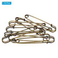 1 x Brand New sourcing map 10pcs Safety Pins 3.94 inch Large Metal Sewing Pins for Blankets Skirts Craft Brooch Making Bronze Tone - RRP €8.53