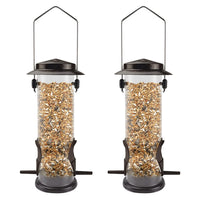 1 x RAW Customer Returns MIXXIDEA Wild Bird Feeder, Stainless Steel Hanging Bird Feeder for Garden Backyard Outdoor Decoration Attracts Wild Finches Thistle Cardinal 2 Pack Coffee  - RRP €18.14