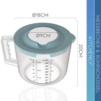 1 x RAW Customer Returns KITCHENLY measuring cup 2l as a mixing bowl with splash guard lid and great function as a puree bowl with lid I Large mixing bowl and perfect for mixing baking utensils - RRP €13.49