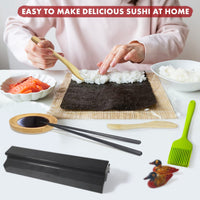 1 x RAW Customer Returns MLRYH Sushi Making Kit Sushi Maker 20 Pieces DIY Set Bamboo Mats, Chopsticks, Avocado Cutter, Paddle, Spreader, Sushi Knife, Chopstick Holder, Sauce Dishes, Baking Brush for Beginners. - RRP €27.98