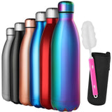 1 x RAW Customer Returns GeeRic drinking bottle stainless steel drinking bottle double-walled stainless steel drinking bottle 1000ml leak-proof BPA-free rust-proof insulated bottle and keeps cold with cup brush, cup protector light purple - RRP €21.99