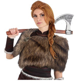 1 x RAW Customer Returns keland Viking faux fur collar scarf stole Viking fur shoulder fur medieval fur shoulder wrap brown  - RRP €33.99