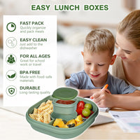 1 x RAW Customer Returns Greentainer Lunchbox Bento Box with 1 fork, leak-proof salad container with dressing container, 3 compartments salad box-to-go made of PP for school, picnic, travel, camping Dishwasher and microwave safe - RRP €19.99