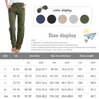 1 x RAW Customer Returns Yuson Girl Women s Casual Cotton Linen Pants High Waist Elastic Summer Causal Loose Long Beach Pants with Pockets and Comfortable Pants Green, L  - RRP €24.49