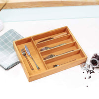 2 x RAW Customer Returns Cutlery box cutlery insert drawer insert cutlery holder 26x35x5cm BLH - for kitchen drawers made of bamboo - RRP €29.98