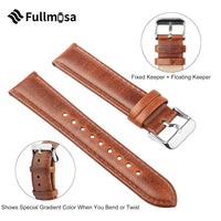 1 x RAW Customer Returns Fullmosa 18mm watch strap, leather replacement strap compatible with watch 18mm for men women, 18mm brown silver buckle - RRP €18.67