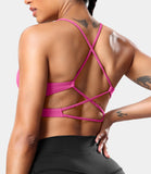 1 x RAW Customer Returns ZAAYO Sports Bra Women V Neck Sports Bra Crossback Without Wire Gym Bra Spaghetti Padded Bustier for Summer Yoga Fitness Pink X-Small - RRP €22.68