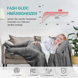 1 x RAW Customer Returns NABIYE electric blanket, warm and cozy heating blanket with automatic switch-off, 4 temperature settings, 180 x 130 cm, machine washable, 2-tone plush look, grey white, 150 watts for cold days - RRP €40.33