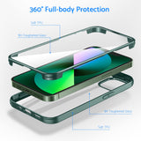 1 x RAW Customer Returns DOSNTO Double-Sided Transparent Case for iPhone 13 6.1 , 360 Degree Full Body Shockproof and Drop Protection Transparent Phone Case Built-in Tempered Glass Screen Protector Protective Case, Green - RRP €18.14