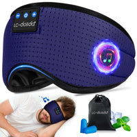 1 x RAW Customer Returns LC-dolida Sleep Mask with Headphones Side Sleeper 100 Blackout Sleep Mask Bluetooth Washable Light Blocking Sleep Glasses with Microphone for Travel Nap Yoga Meditation Sleeping Blue  - RRP €28.99