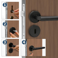 1 x RAW Customer Returns AwmnSrman door handles interior doors doorknob door handle set stainless steel toilet the shape of L BB-lock black - RRP €15.99