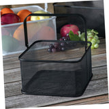 1 x RAW Customer Returns Cabilock Wrought Iron Hand Basket Storage Basket Storage Basket Black Tinsel Black Metal Basket Wire Mesh Laundry Basket Metal Bread Basket Vegetable Storage Basket - RRP €35.99