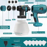 1 x RAW Customer Returns Cordless paint spray system for Makita 18V, work for BL1860 BL1850 BL1840 BL1830 electric paint spray gun -4 nozzles 3 spray patterns 6 filter paper no battery  - RRP €70.58