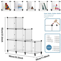 1 x RAW Customer Returns AWTATOS shelving unit 6 cubes storage system combination shelves with doors shelf cube DIY multifunctional shelving system shelf modular for living room, bedroom, bathroom transparent white ULPZ007 - RRP €29.48