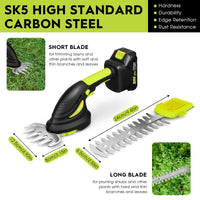 1 x RAW Customer Returns Gisam Mini Cordless Hedge Trimmer, 2-in-1 Grass Shears Cordless Shrub Shears, Electric Garden Shears with 2 x 2Ah Batteries, Handheld Lawn Edger for Gardening Green1  - RRP €56.54