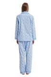 1 x RAW Customer Returns GLOBAL Women s Pajamas Cotton Women s Pajama Set Long Women s Two-Piece Sleepwear Comfortable Loungewear Buttoned Top Trousers Drawstring Blue Sweet Flowers L - RRP €20.16