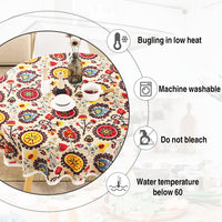 1 x Brand New ZOESURE Stain Resistant Round Tablecloth, 150cm Round Tablecloth, Waterproof Leak Proof Sunflower Tablecloth, Tablecloth for Garden Kitchen Dining Living Room Party Coffee Table Sun  - RRP €22.8