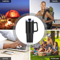 1 x RAW Customer Returns Livole 40oz 1200ml drinking cup with lid and straw, stainless steel thermal mug with handle, double-walled coffee mug to go, vacuum insulated tumbler mug for camping, sports, car, office, black - RRP €25.2